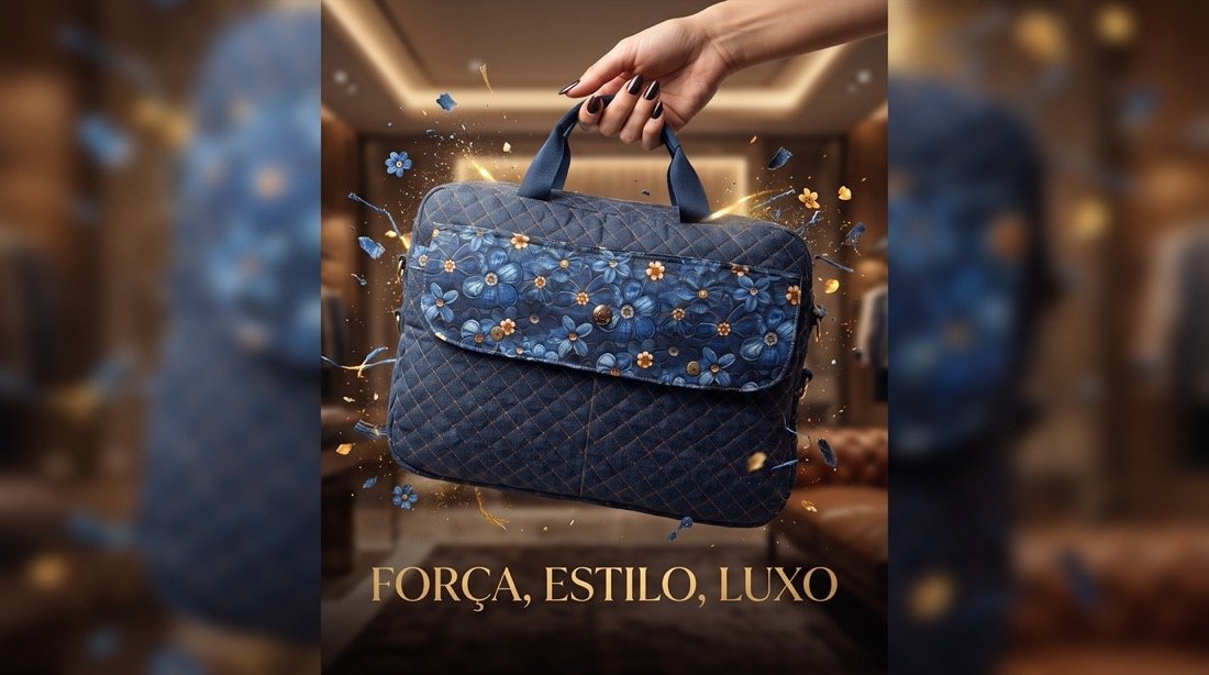 Bolsa em patchwork preto e branco